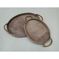 Oval Wooden Plate Set With Jute