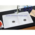 Sunboat Cast Iron Water Tank Kitchen Double Groove Kitchen Enamel Sink