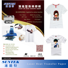 A4 Tamanho cor de luz Laser-Jet papel de transferência térmica para t-shirt