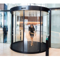 Automatic curved sliding door with glass