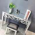 clear mirror geometric pattern console table