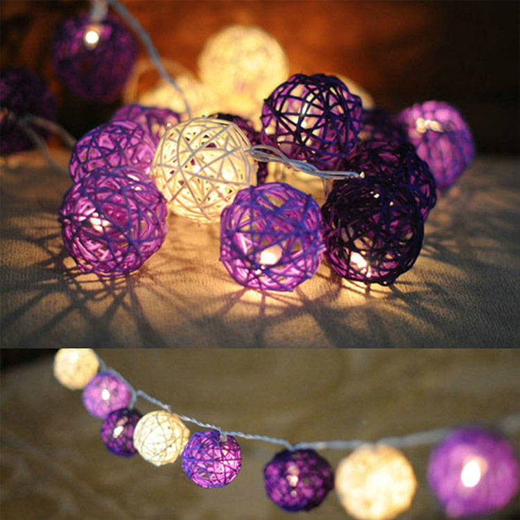 party favor rattan ball christmas holiday string light