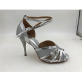 Girls Silver Latin Shoes With High Heel