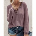 Women FallKnit Shirts Buttons Decorating Tops