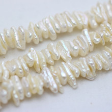 Weiß Barock Natur Süßwasser Perle Schnur, Mitte gebohrt (E190022)