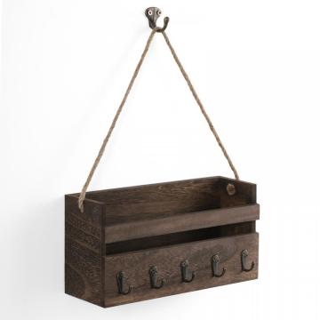 Colgador de estante de llave de madera con 5 ganchos
