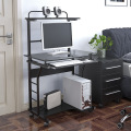 Home Office Mobile Computer Desk with Glass Tabletop