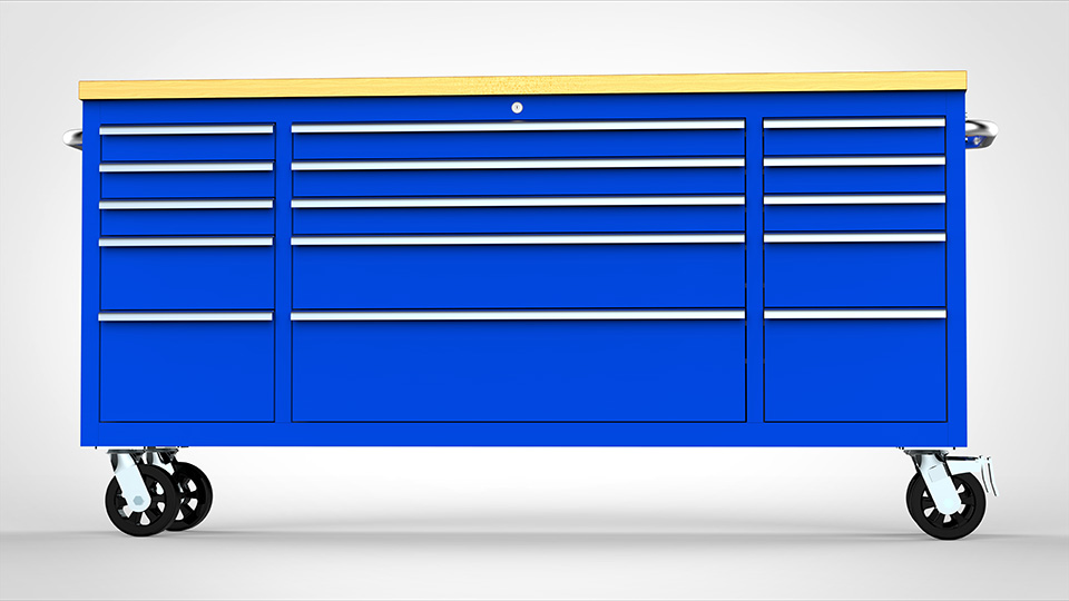 72 Inch 15 Drawer Blue Cabinet