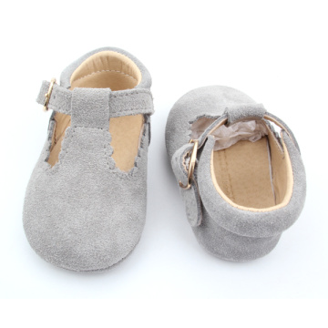 Chaussures habillées en T pour bébés filles en cuir suédé véritable