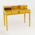 Yellow and Red Wooden Computer Desk With Hutch