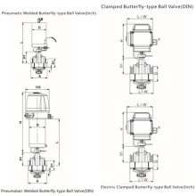 Vanne à bille pneumatique à papillon pneumatique / électrique sanitaire