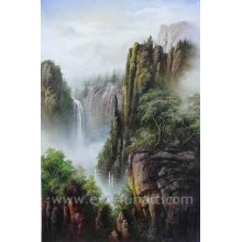 Peinture à l&#39;huile de paysage en cascade énorme (ETL-103)