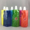 BPA free plastic reusable outdoor 470ml foldable bottle shape bag with metallic buckle spout pouch for drinking water packaging