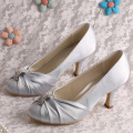 Silver Dress Shoes for Wedding Mid Heel