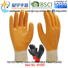 Gants en nitrure en nitrate de polyester 13G (N1505) Fini lisse avec CE, En388, En420, Gants de travail