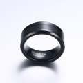 Bague en fibre de carbone tungstène noire à graver pour mariage