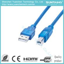 Macho novo da cor azul ao cabo fêmea da impressora de USB