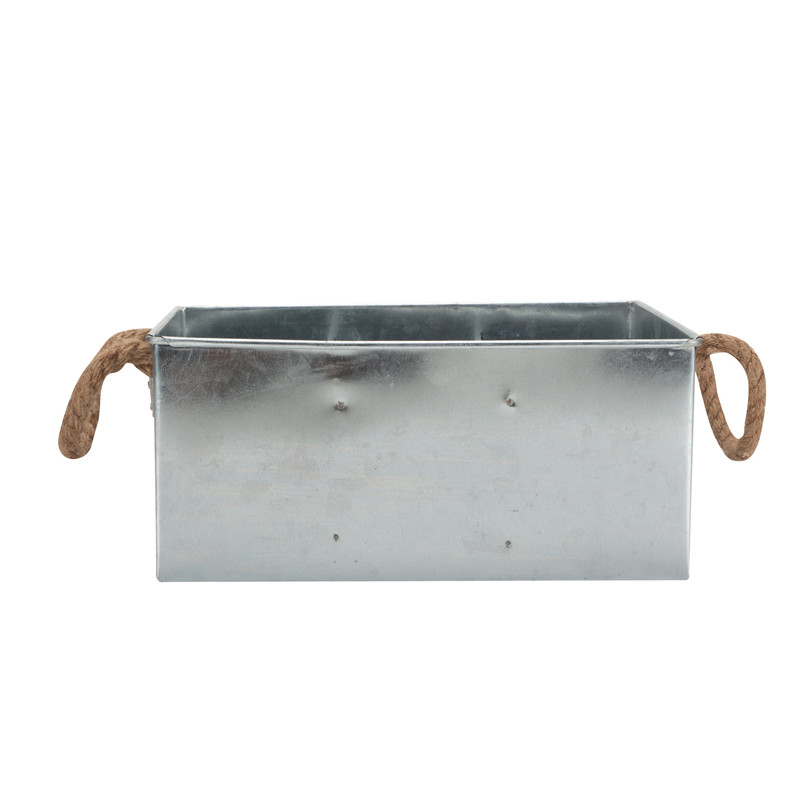 Galvanized Tin Plant Pot With Rope