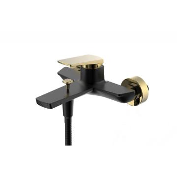 Black Brass Floor Standing Bath Shower Faucet