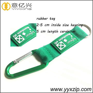 brand rubber logo lanyard carabiner key ring