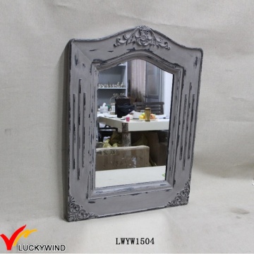 Madeira maciça que quadro a parede Vintage Cinzento Espelho