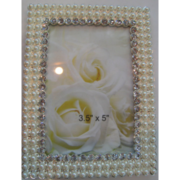 4x6inch Zinc Photo Frame With Crystals And Pearls