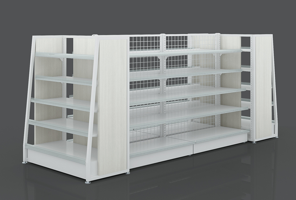 Steel And Wooden Shelf For Supermarket