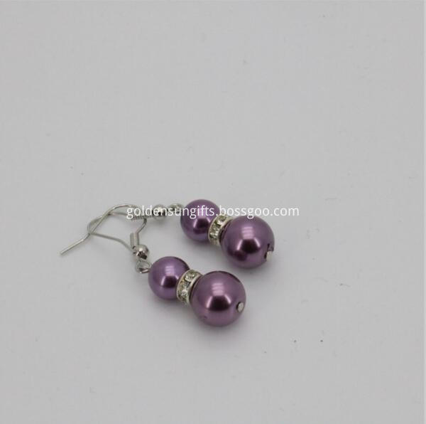 purple sea shell pearl bead Earrings