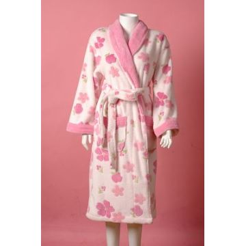 Printed Design Coral Fleece Bathrobe