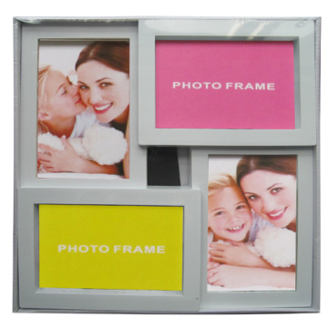 4 aberturas blanco plástico Collage Photo Frame