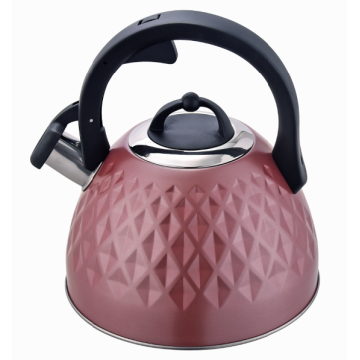 Tea pot soft touch handle wood grain coated