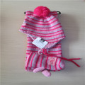 girl's Jacquard knitted gloves scarf hat