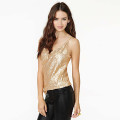 Hot Style V-neck Sequins Sexy Ladies Vest Tops