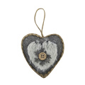 Pendentif coeur avec style hiver bois