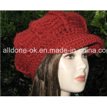 Hand Crochet Hat Padrão Slouchy Womens Newsgirl Newsboy Hat Cap