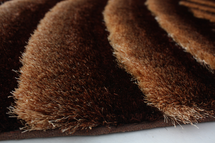 Polyester Shaggy Rug 3D design Brown & Beige Coilor