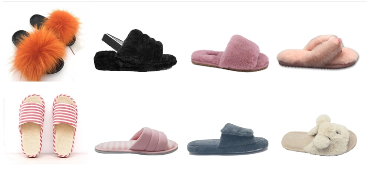 Cashmere leather indoor women's slippers