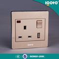 China Supply 13A Wall Socket com 1 a USB Socket, British Standard Wall Outlet com USB