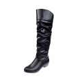 Ladies Patent Leather Casual Block Heel Slouch Boots