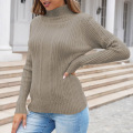 Pull occasionnel à col roulé à col roulé en tricot pour femmes