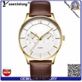 Tendência Moda Aço Inoxidável Caseback Assista Mãos Quartz Relógio De Pulso De Negócios Marca De Couro Quartz Men&#39;s Watch