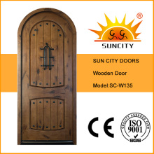 Puerta de madera moderna de lujo de la puerta, diseños de madera sólida de la puerta de la teca (SC-W135)