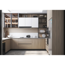 Design contemporâneo de móveis de armários de cozinha de madeira