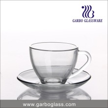 Tasse à café et soucoupe en verre simple de 230 ml