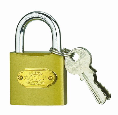 gold iron padlock