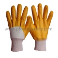 Interlock Coton Liner Yellow Nitrile Coated Glove with Open Back