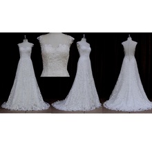 R015 Vente chaude Cap manche plein lacet 2016 de robe de mariée