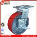 6 Inch Red PU Swivel Caster with Brake