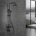 Black Round Rainfall Shower Head Set With Spout