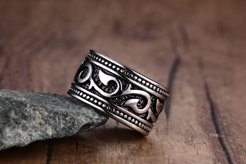 Antique Silver Plated Stainless Steel Ring For Men